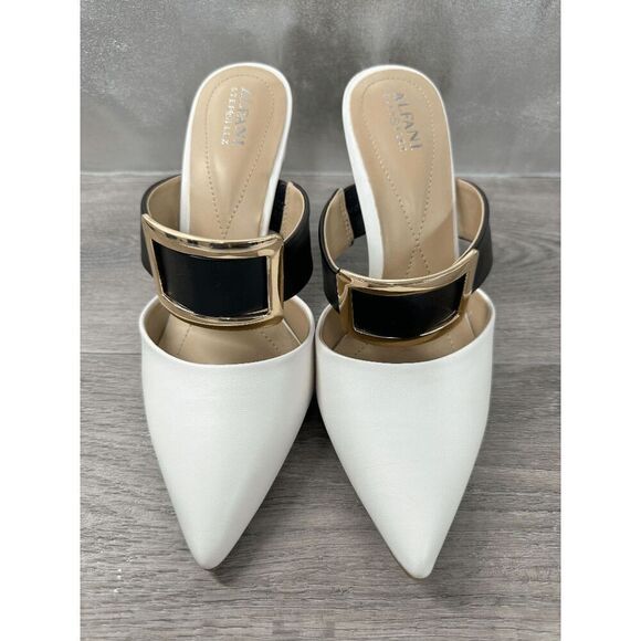 Alfani Women's Sima Two-Piece Buckle Mules - Black White 8.5M - Picture 2 of 8